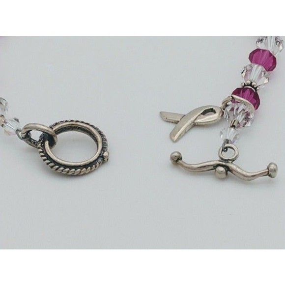 Swarovski 925 Silver Breast Cancer Bracelet - Picture 8 of 8